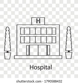 Concepto hospitalario sobre trasfondo de transparencia. Diseño creativo de ideas. Ilustración vectorial plana para plantilla, folleto o presentación.