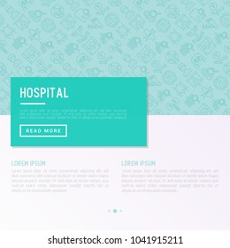 Hospital concept with thin line icons for doctor's notation: neurologist, gastroenterologist, manual therapy, ophtalmologist, cardiology, allergist, dermatologist. Vector illustration for clinic.