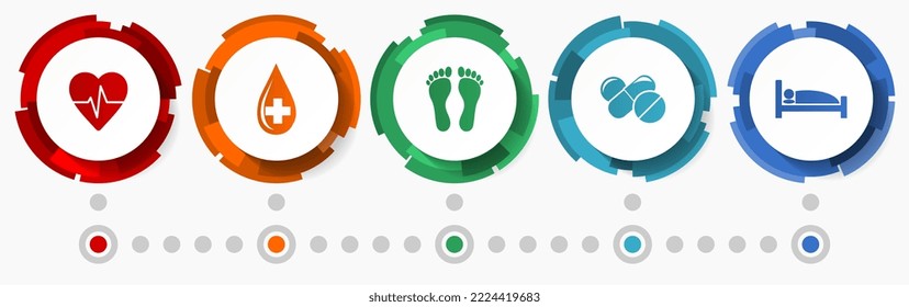 Hospital concept vector icon set, medicine flat design web buttons, infographic template