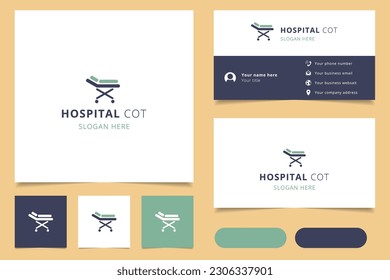 Logo-Design des Krankenhauses mit bearbeitbarem Slogan. Branding-Buch- und Visitenkartenvorlage.
