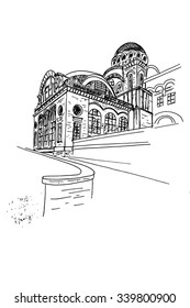 Hospital de la Santa Creu i Sant Pau. Barcelona. Spain. Vector sketch.