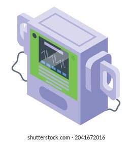 Krankenhausdefibrillator Icon isometrische Vektorgrafik. Herzinsuffizienz Icd-Notfall