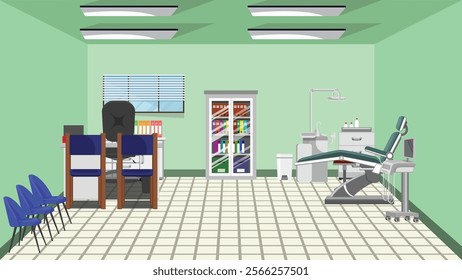 Hospital Dentist Room Interior Vector