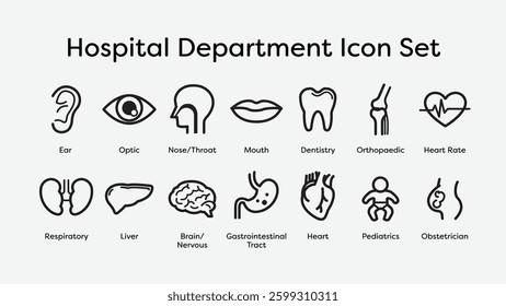Hospital Department Icon Set in Vector Art