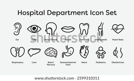 Hospital Department Icon Set in Vector Art