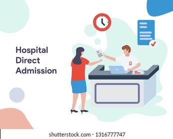 Hospital Direct Admission Illlustration. Modern Flat Design Style For Website And Mobile Website.Vector Illustration