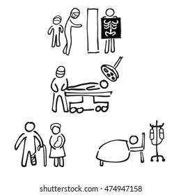 Hospital and doctor cartoon drawing pictogram
