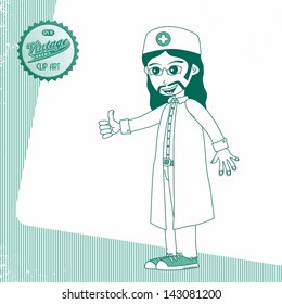 hospital doctor cartoon long hair