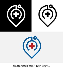 Hospital Doctor Location Point Logo