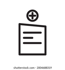 icono de documentos de hospital o logotipo de ilustración vectorial de símbolo de seña aislado, ilustración vectorial con contorno negro de alta calidad.