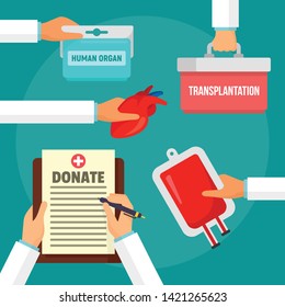 Organspende im Krankenhaus konzeptioneller Hintergrund. Flache Illustration von Spenderorganen Vektorillustration Konzept Hintergrund für Webdesign