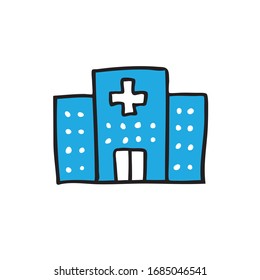 hospital doodle icon, vector illustration