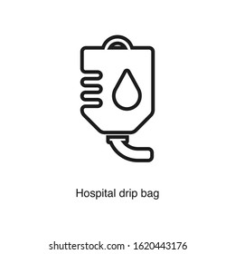 Hospital drip bag icon vector on white background. Black icon illustration