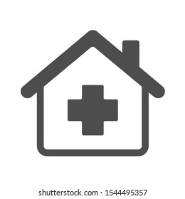 Hospital, Drugstore, Pharmacy, Clinic House Symbol. Vector Icon Isolated On White Background. Modern Sign For Web, Mobile Apps And Ui Design