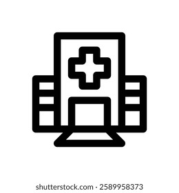 Hospital. Editable stroke vector icon.