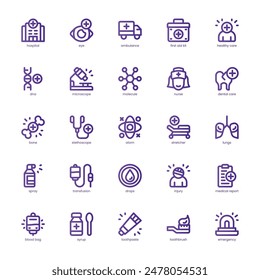 Paquete de íconos Hospital Element para su Sitio web, móvil, presentación y diseño de logotipo. Icono de Hospital Element - diseño básico de gradiente de línea. Ilustración gráfica de Vector y trazo editable.