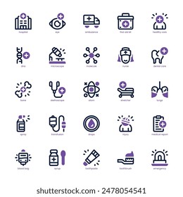 Hospital Element icon pack for your website, mobile, presentation, and logo design. Hospital Element icon dual tone design. Vector graphics illustration and editable stroke.
