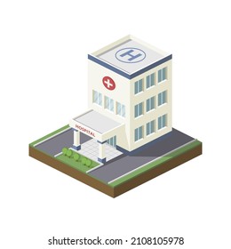 Hospital or emergency service vector with flat and isometric style. Vector illustration