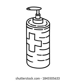 Hospital Equipment Hand Drawn Icon Set Vector.