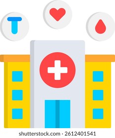 Hospital Facility Icon Flat Vector Illustration