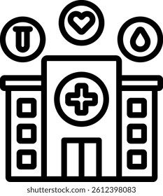 Hospital Facility Icon Outline Vector Illustration