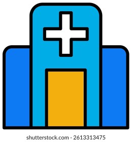  Hospital Filled outline icon. Editable stroke.