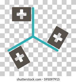 Hospital Flags icon. Vector illustration style is flat iconic bicolor symbol, grey and cyan colors, transparent background. Designed for web and software interfaces.