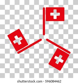 Hospital Flags icon. Vector illustration style is flat iconic symbol, red color, transparent background. Designed for web and software interfaces.