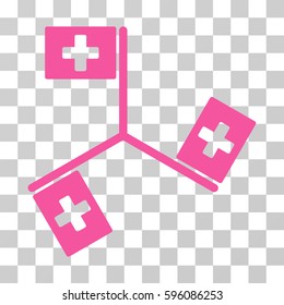 Hospital Flags icon. Vector illustration style is flat iconic symbol, pink color, transparent background. Designed for web and software interfaces.