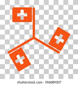 Hospital Flags icon. Vector illustration style is flat iconic symbol, orange color, transparent background. Designed for web and software interfaces.