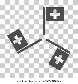 Hospital Flags icon. Vector illustration style is flat iconic symbol, gray color, transparent background. Designed for web and software interfaces.