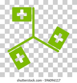 Hospital Flags icon. Vector illustration style is flat iconic symbol, eco green color, transparent background. Designed for web and software interfaces.