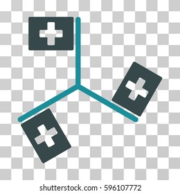 Hospital Flags icon. Vector illustration style is flat iconic bicolor symbol, soft blue colors, transparent background. Designed for web and software interfaces.