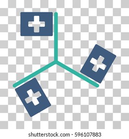 Hospital Flags icon. Vector illustration style is flat iconic bicolor symbol, cobalt and cyan colors, transparent background. Designed for web and software interfaces.