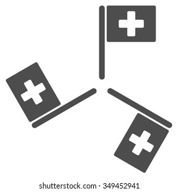 Hospital Flags vector icon. Style is flat symbol, gray color, rounded angles, white background.