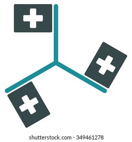 Hospital Flags vector icon. Style is bicolor flat symbol, soft blue colors, rounded angles, white background.