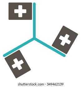 Hospital Flags vector icon. Style is bicolor flat symbol, grey and cyan colors, rounded angles, white background.