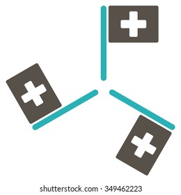 Hospital Flags vector icon. Style is bicolor flat symbol, grey and cyan colors, rounded angles, white background.