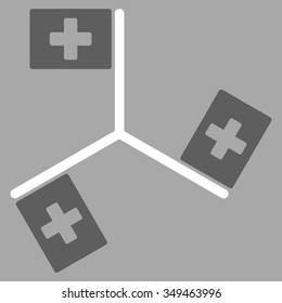 Hospital Flags vector icon. Style is bicolor flat symbol, dark gray and white colors, rounded angles, silver background.