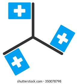 Hospital Flags vector icon. Style is bicolor flat symbol, blue and gray colors, rounded angles, white background.
