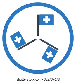 Hospital Flags vector icon. Style is bicolor flat circled symbol, smooth blue colors, rounded angles, white background.