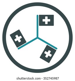 Hospital Flags vector icon. Style is bicolor flat circled symbol, soft blue colors, rounded angles, white background.