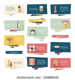 Hospital flat banner background set, eps10