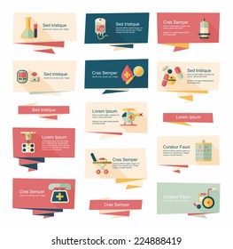 Hospital flat banner background set, eps10