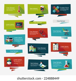 Hospital flat banner background set, eps10