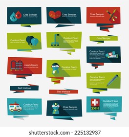 Hospital flat banner background set, eps10