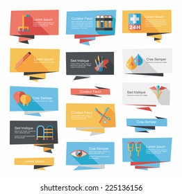 Hospital flat banner background set, eps10