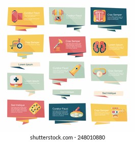 Hospital flat banner background set, eps10