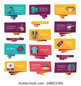 Hospital flat banner background set, eps10