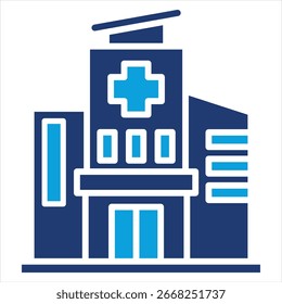 Ilustração do vetor do ícone azul plano do hospital